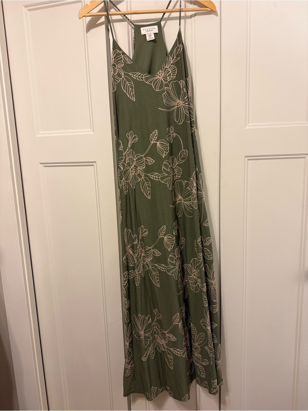 Calypso Saint Barth- Olive Green Floral Maxi dress